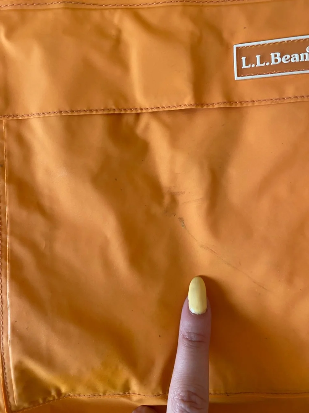 L.L. Bean Womens Petite Orange Hooded Raincoat - Picture 6 of 7